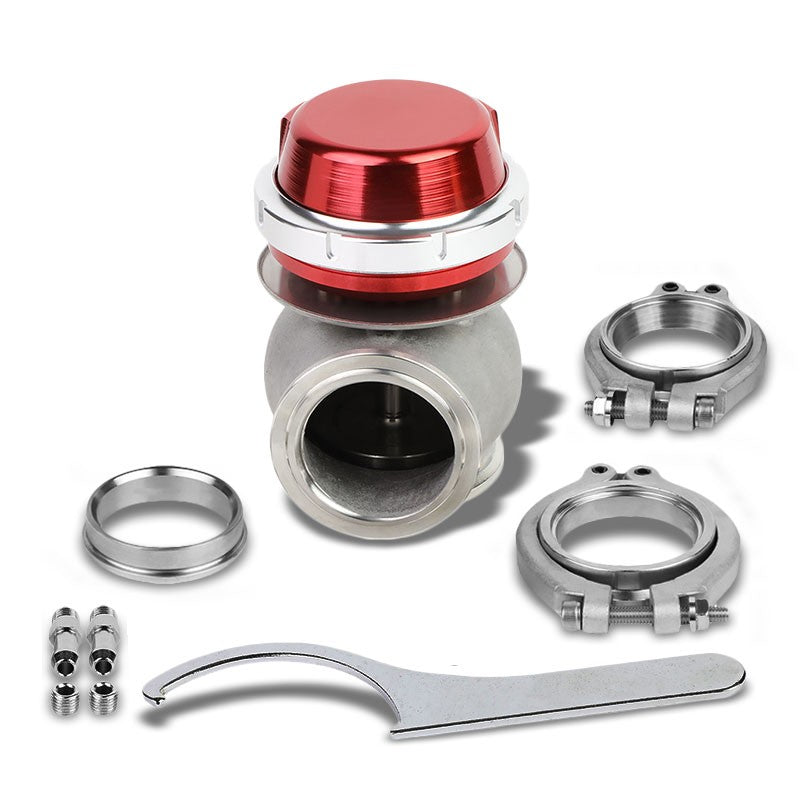 Red Turbocharger 44mm 2-Bolt 14PSI V-Band Clamp-On External Wastegate+Spring T11