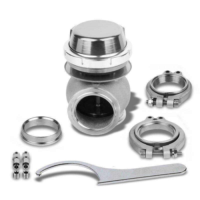 Universal Silver Turbocharger 44mm 14PSI V-Band External Wastegate+Spring T11