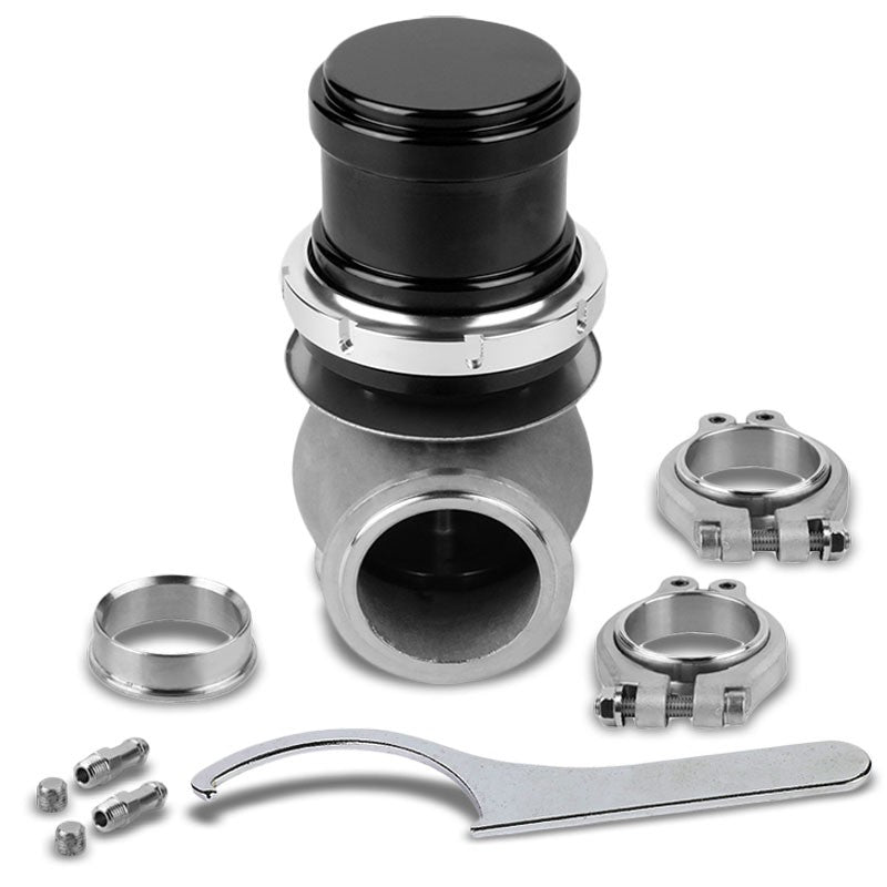 Black 44mm 14PSI V-Band Clamp-On Turbo 5.25"H External Wastegate Kit+Spring T22