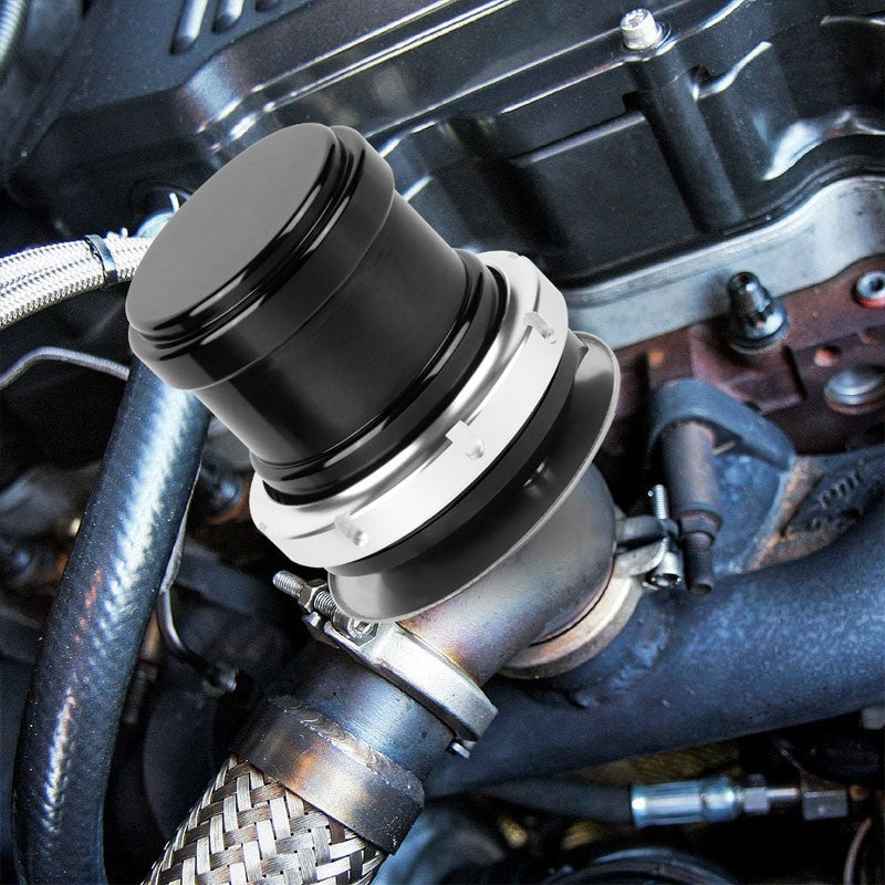 Black 44mm 14PSI V-Band Clamp-On Turbo 5.25"H External Wastegate Kit+Spring T22