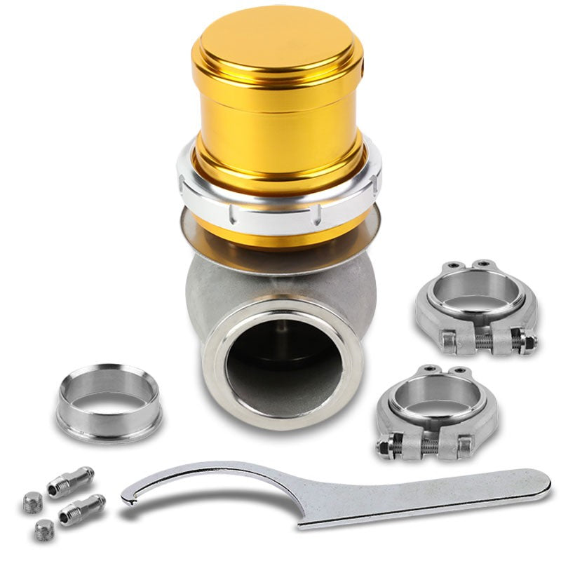Gold 44mm 14PSI V-Band ClampOn Turbocharger 5.25"H External Wastegate+Spring T22