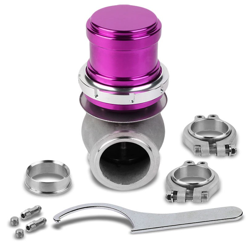 Purple 44mm 14PSI V-Band Clamp-On Turbo 5.25"H External Wastegate Kit+Spring T22