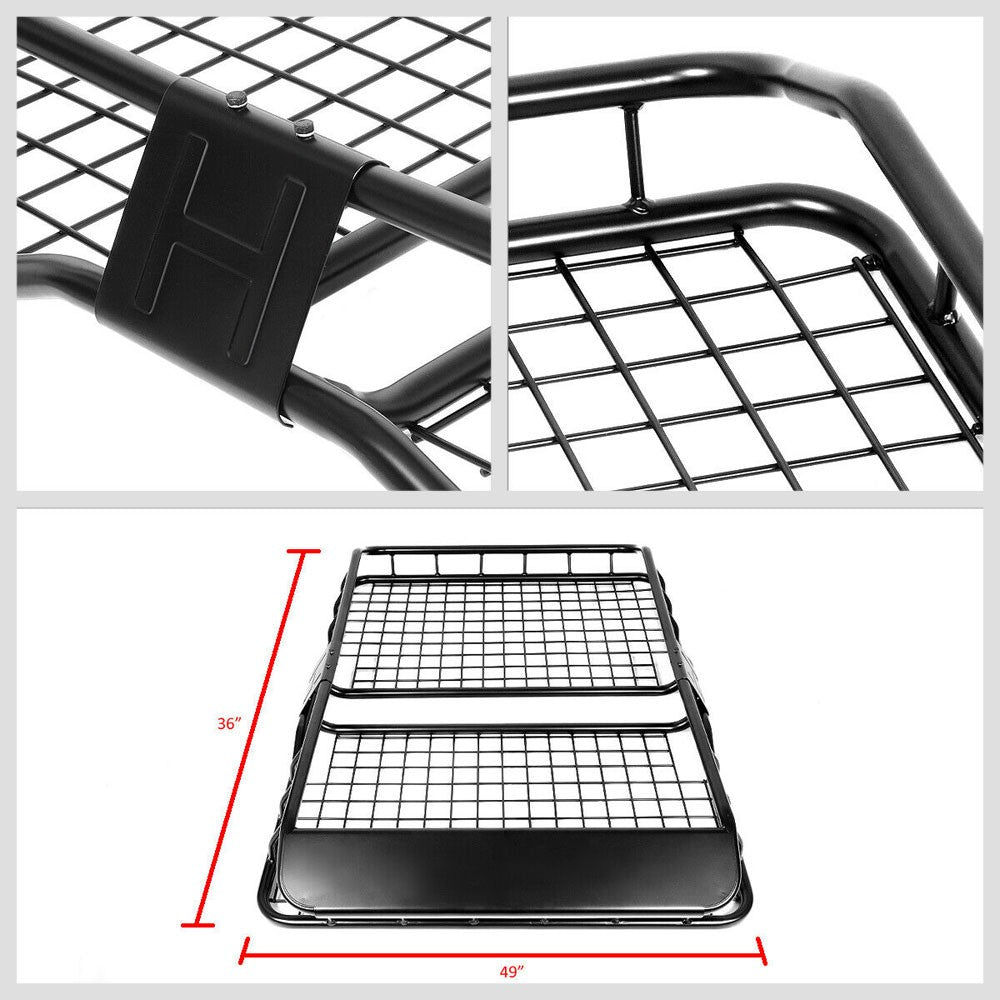 Black Top Roof Rack Luggage Baggage Basket Cargo Carrier+Wind Fairing BFC-CGCR-X6007