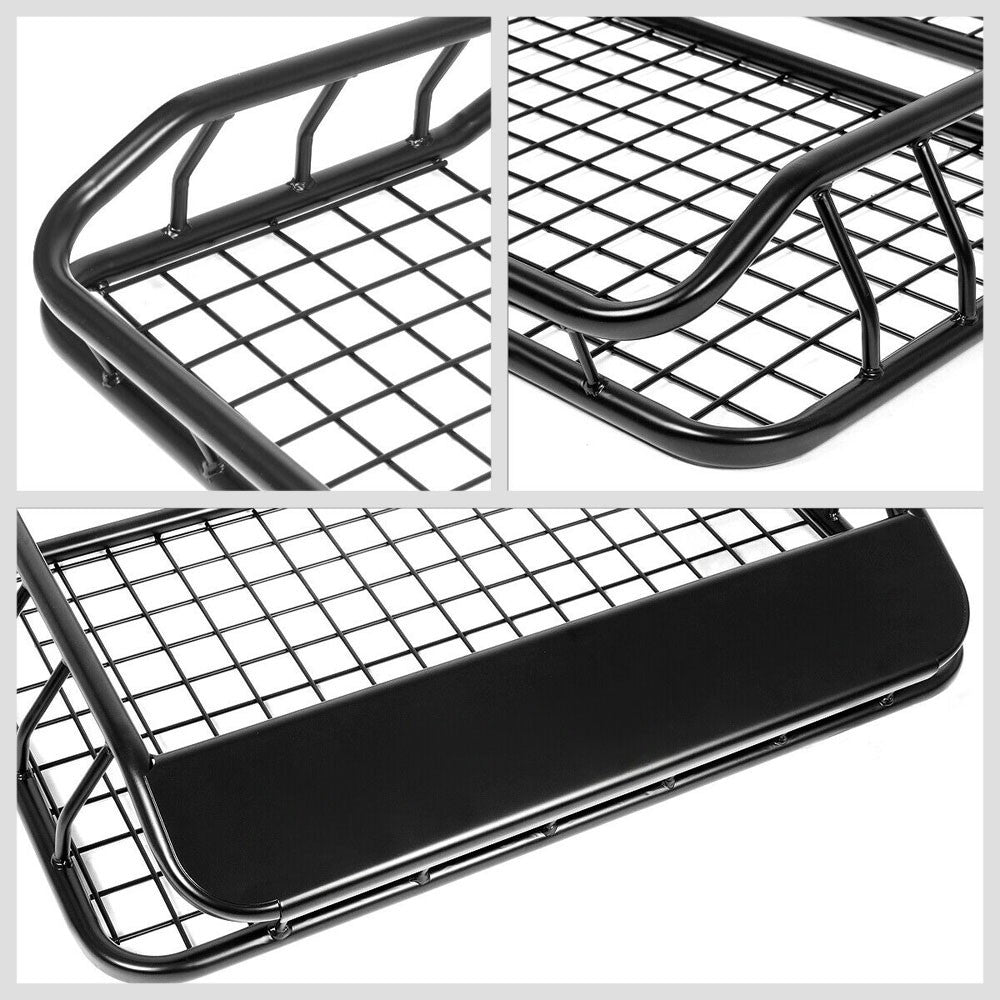 Black Top Roof Rack Luggage Baggage Basket Cargo Carrier+Wind Fairing BFC-CGCR-X6007