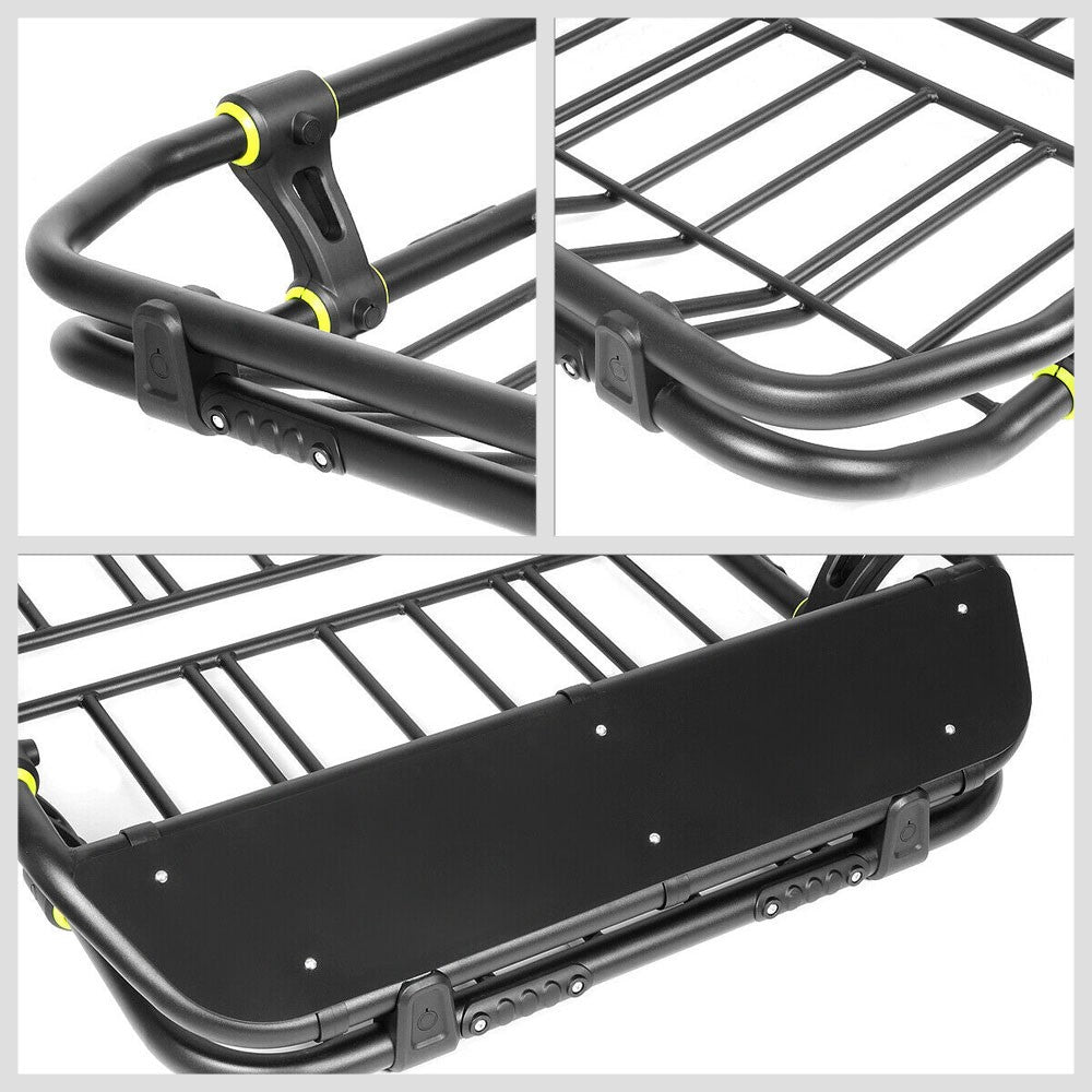 Black Top Roof Rack Luggage Baggage Basket Cargo Carrier+Wind Fairing BFC-CGCR-X6008