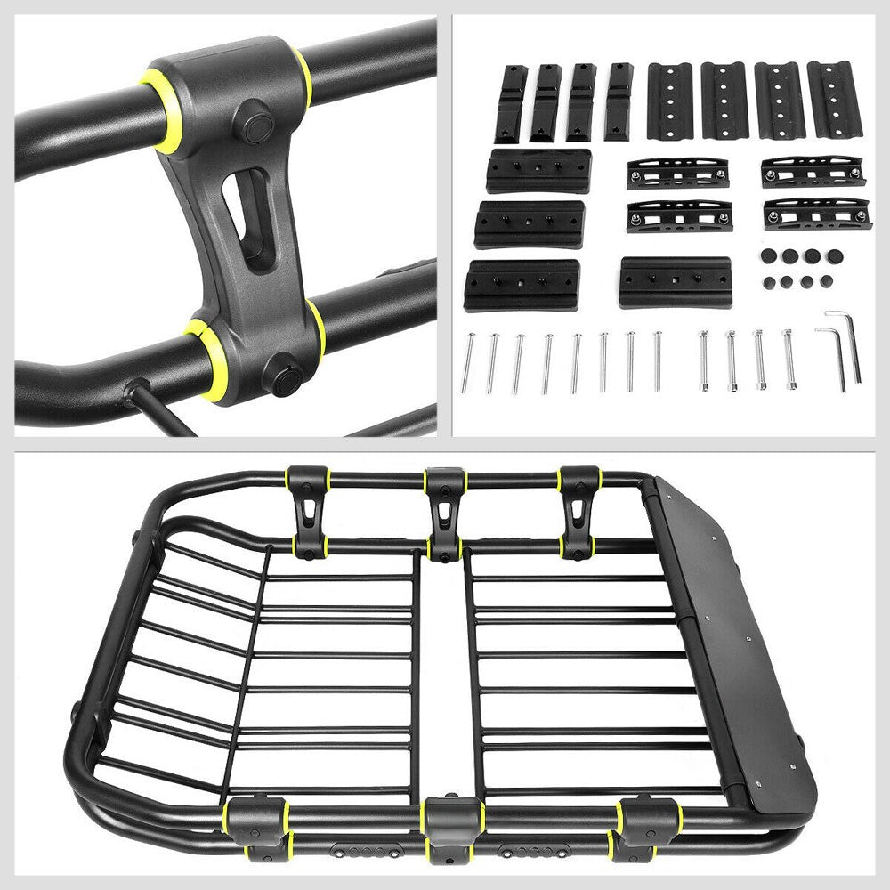 Black Top Roof Rack Luggage Baggage Basket Cargo Carrier+Wind Fairing BFC-CGCR-X6008