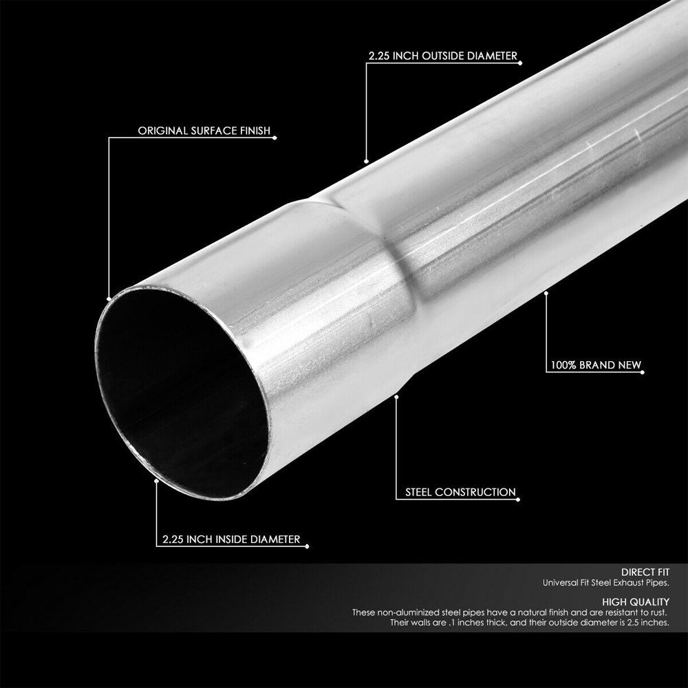 Mild Steel Metallic 16-Gauge 2.25" Exhaust Pipe Universal Fit DIY Custom Project