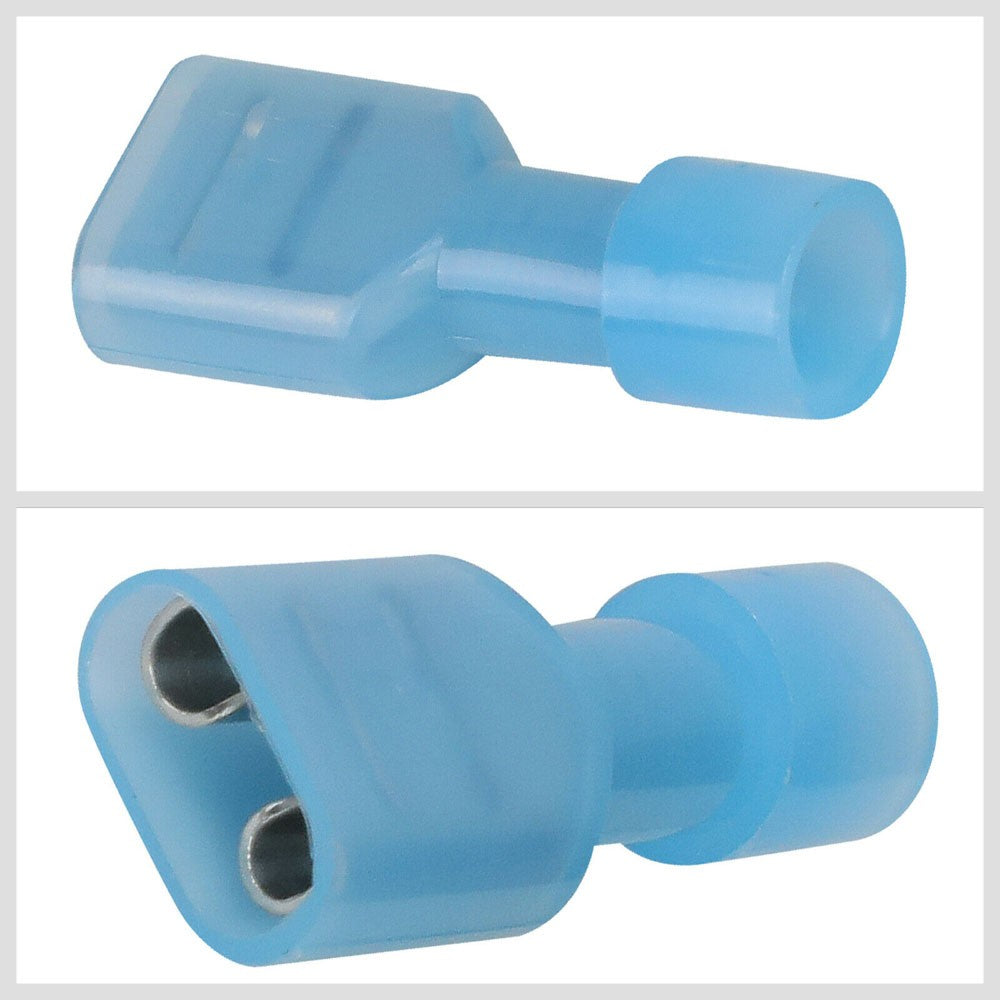 100x Blue 14-18 Gauge Crimp Female Spade Quick Disconnect Adapter Wire Connector