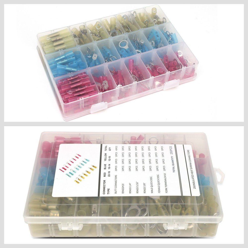 250PC Heat Shrink Wire Insulated Terminal Connectors Assortment Wire Connector