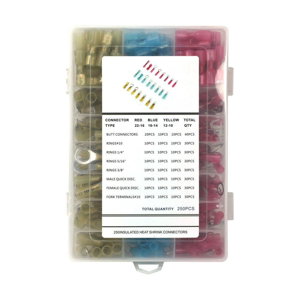 250PC Heat Shrink Wire Insulated Terminal Connectors Assortment Wire Connector