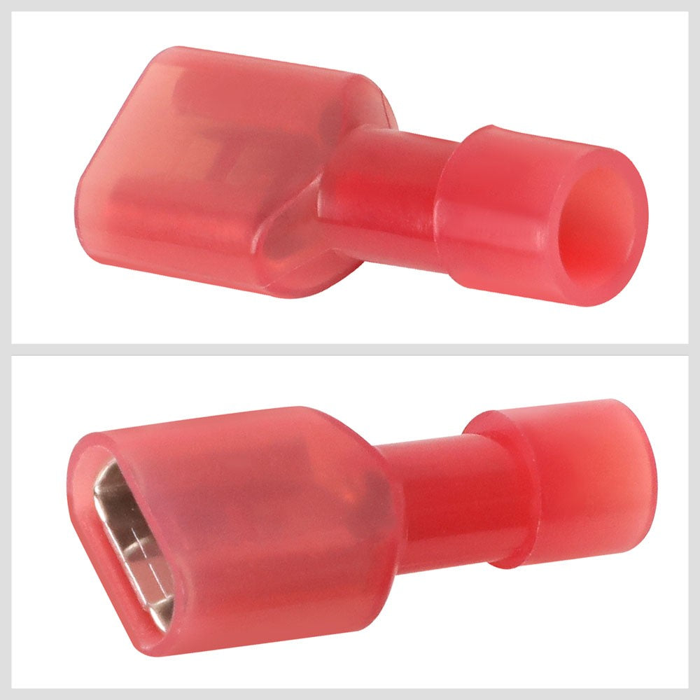 100PC Red 16-22 Gauge Crimp Female Spade Quick Disconnect Adapter Wire Connector