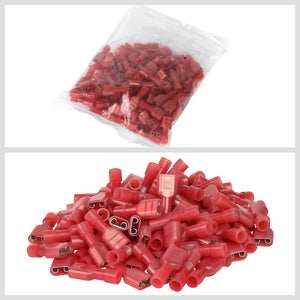 100PC Red 16-22 Gauge Crimp Female Spade Quick Disconnect Adapter Wire Connector