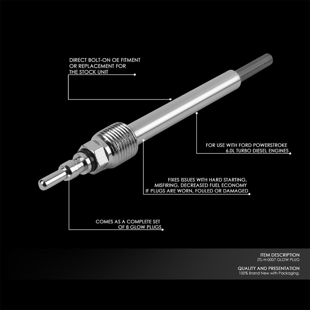 8PCS OE Style Glow Plug For 04-10 F-Series/E-Series/Excursion 6.0L Turbo Diesel