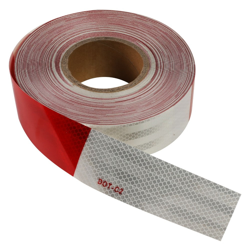2" Width / 150 Feet Red/White Reflective DOT-C2 Safety Tape Film Truck Trailer