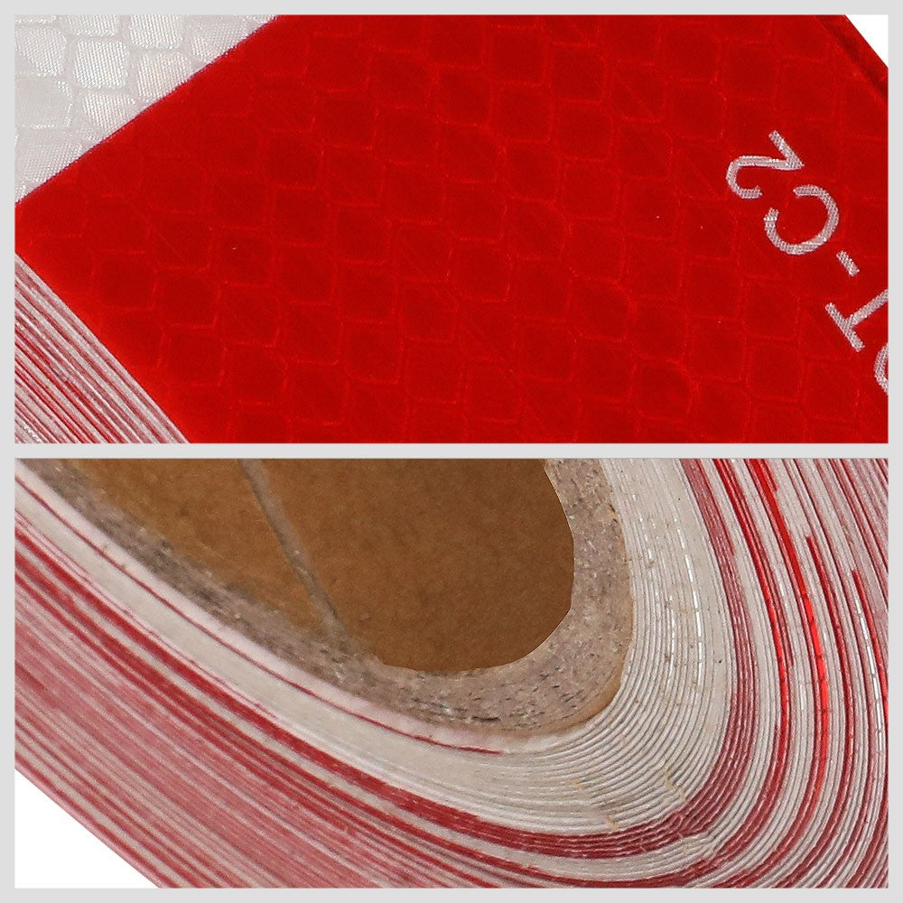 2" Width / 150 Feet Red/White Reflective DOT-C2 Safety Tape Film Truck Trailer