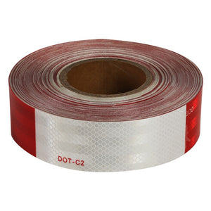 2" Width / 150 Feet Red/White Reflective DOT-C2 Safety Tape Film Truck Trailer