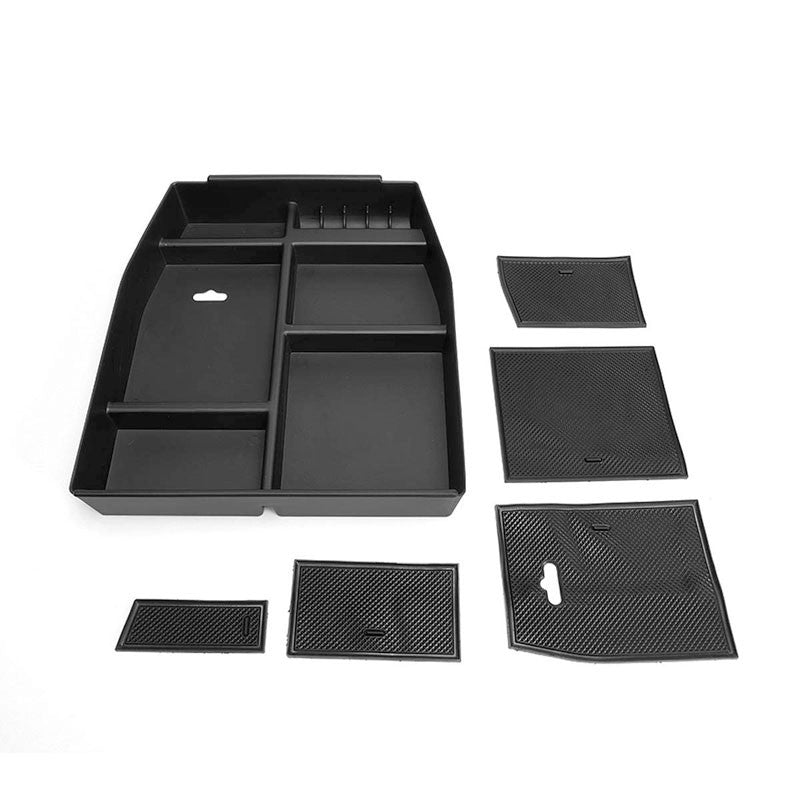 Black Center Console Storage Organizer Top Tray Lid For 15-18 Ford F-150 V6/V8-Interior-BuildFastCar