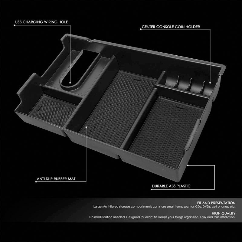 Black Center Console Storage Organizer Top Tray Lid For 07-19 Toyota Tundra DOHC-Interior-BuildFastCar