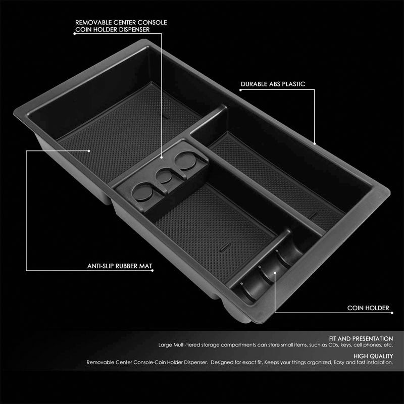 Black Center Console Organizer Coin Holder Top Tray Lid For 14-18 Silverado 1500-Interior-BuildFastCar