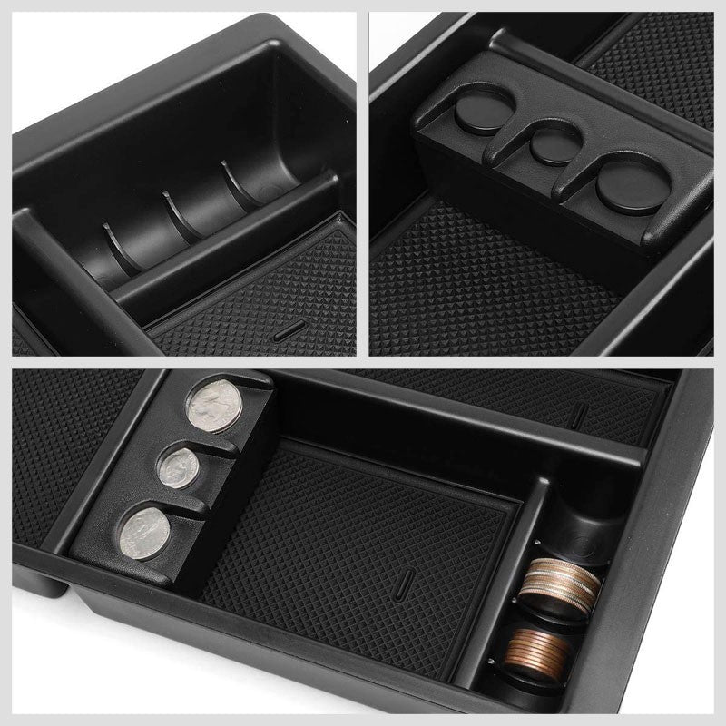 Black Center Console Organizer Coin Holder Top Tray Lid For 14-18 Silverado 1500-Interior-BuildFastCar