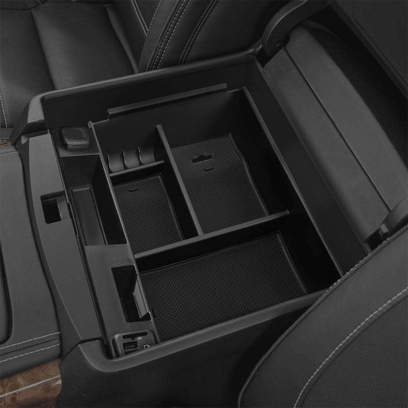 Black Center Console Storage Organizer Top Tray Lid For 09-14 Ford F-150 V6/V8-Interior-BuildFastCar