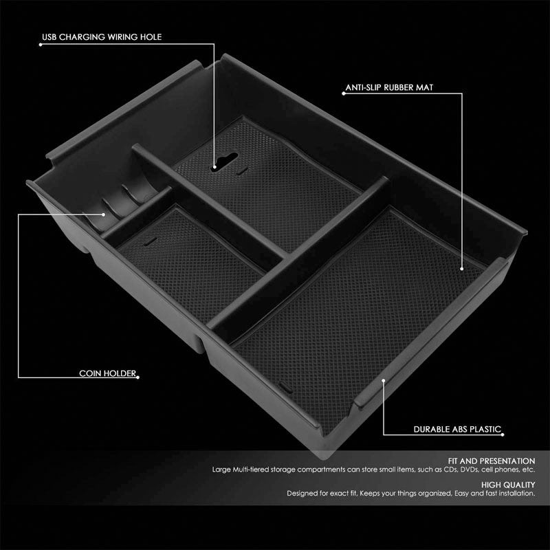 Black Center Console Storage Organizer Top Tray Lid For 09-14 Ford F-150 V6/V8-Interior-BuildFastCar