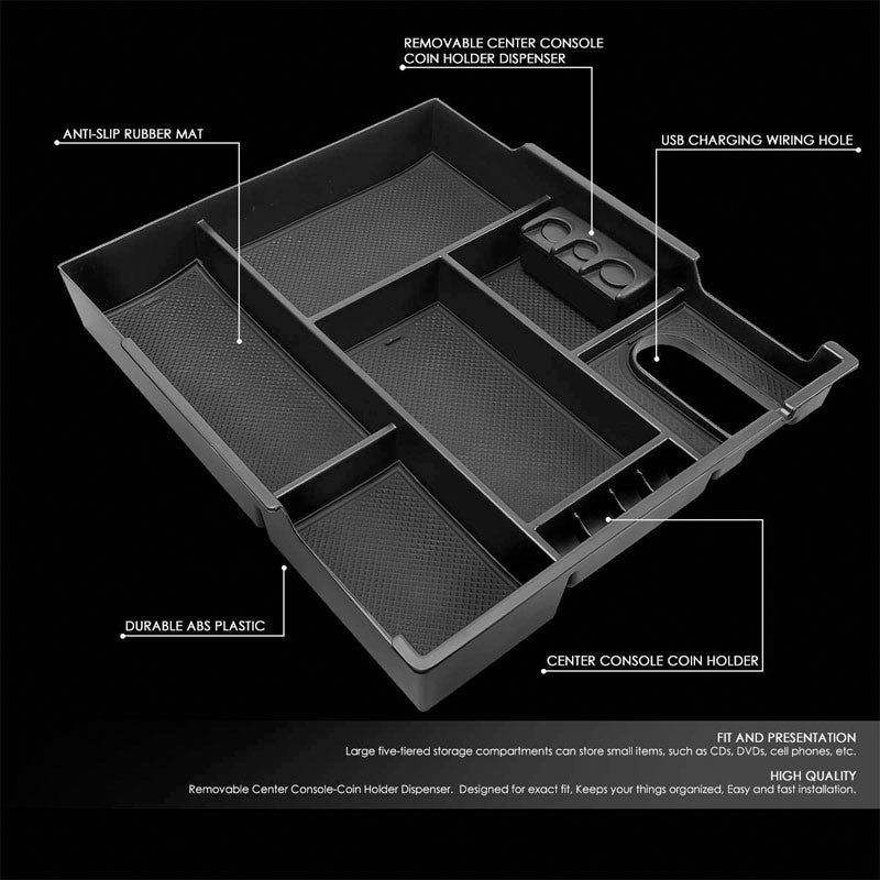 Black Center Console Organizer Coin Holder Top Tray Lid For 14-19 Toyota Tundra-Interior-BuildFastCar