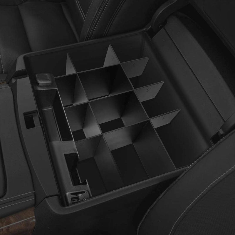 Black Center Console Storage Organizer Insert Divider For 15-18 Ford F-150 V6/V8-Interior-BuildFastCar