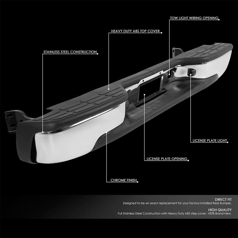 Chrome Rear Replacement Step Bumper For 99-06 Chevrolet Silverado 1500 Fleetside-Body Hardware/Replacement-BuildFastCar