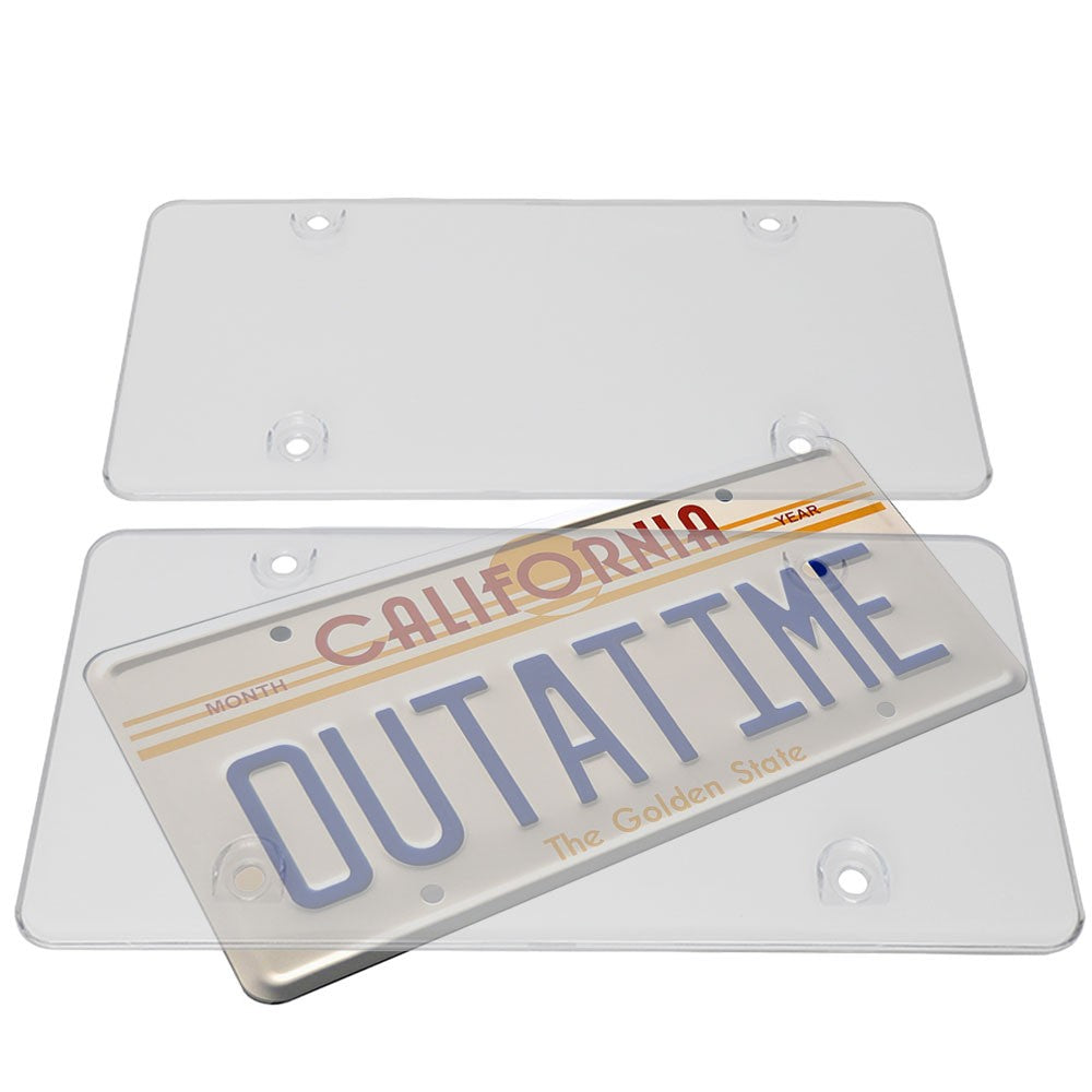 2PCS Universal  Fit Bubble Style Transparent Clear U.S Standard License Plate