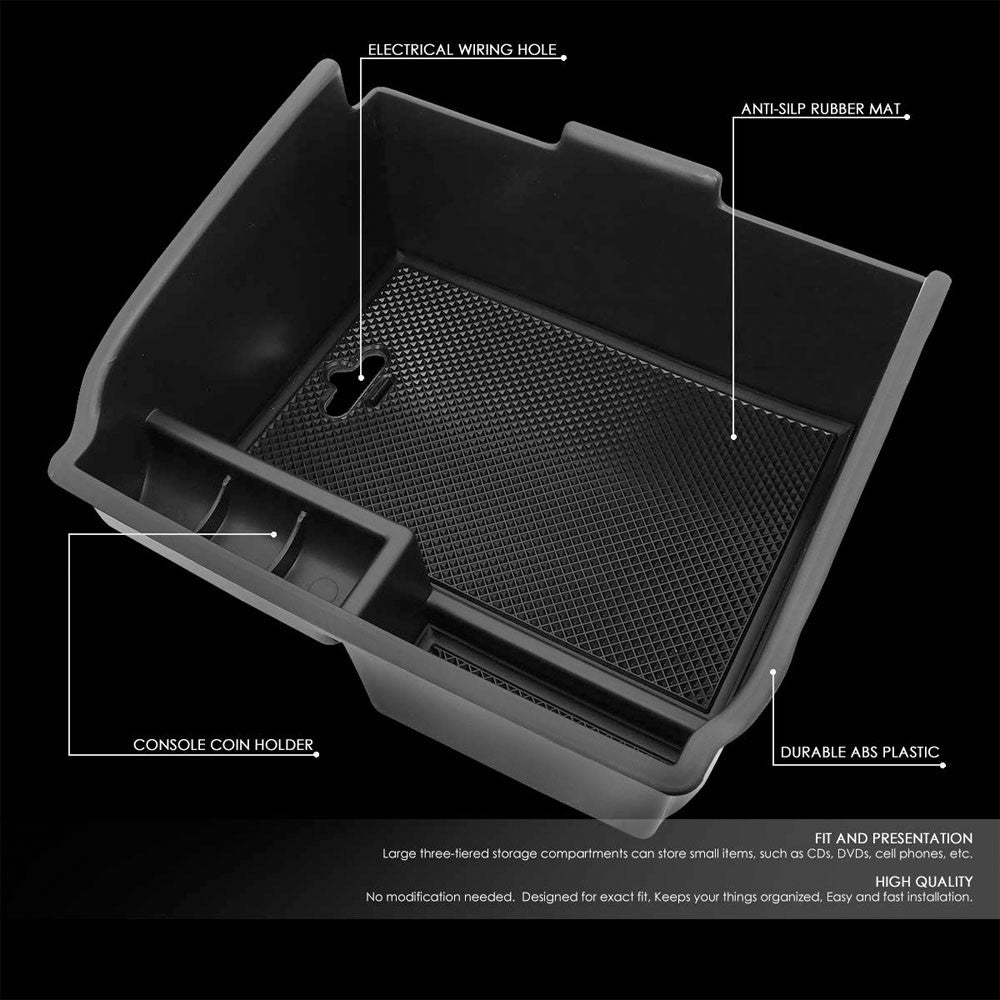 Black Plastic/Silicone OE Center Console Organizer For 16-19 Toyota Fortuner SW4-Consoles & Parts-BuildFastCar