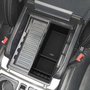 Black ABS Plastic/Silicone OE Center Console Organizer For 15-19 Ford F-150-Consoles & Parts-BuildFastCar
