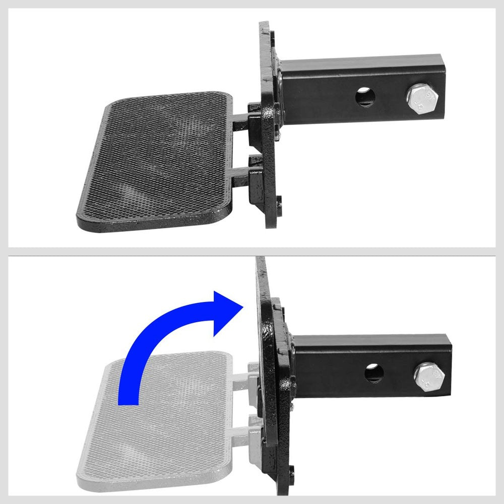 14"Long/5" Wide Folding Step Heavy Duty Tow Hitch Step Bar Black For 2" Receiver-Exterior-BuildFastCar