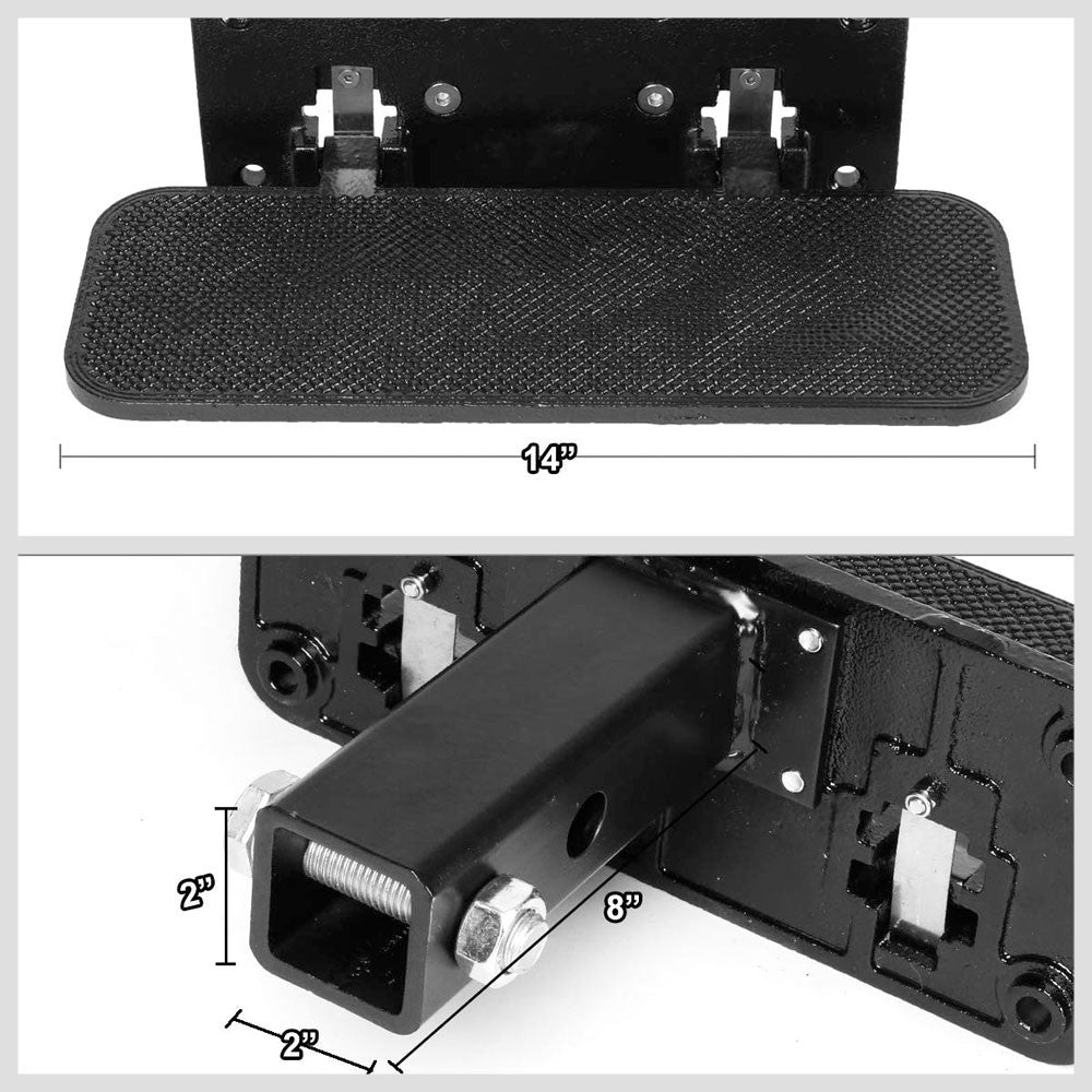 14"Long/5" Wide Folding Step Heavy Duty Tow Hitch Step Bar Black For 2" Receiver-Exterior-BuildFastCar