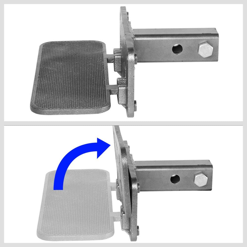 14"Long/5" Wide Folding Step Heavy Duty Hitch Step Bar Silver For 2" Receiver-Exterior-BuildFastCar