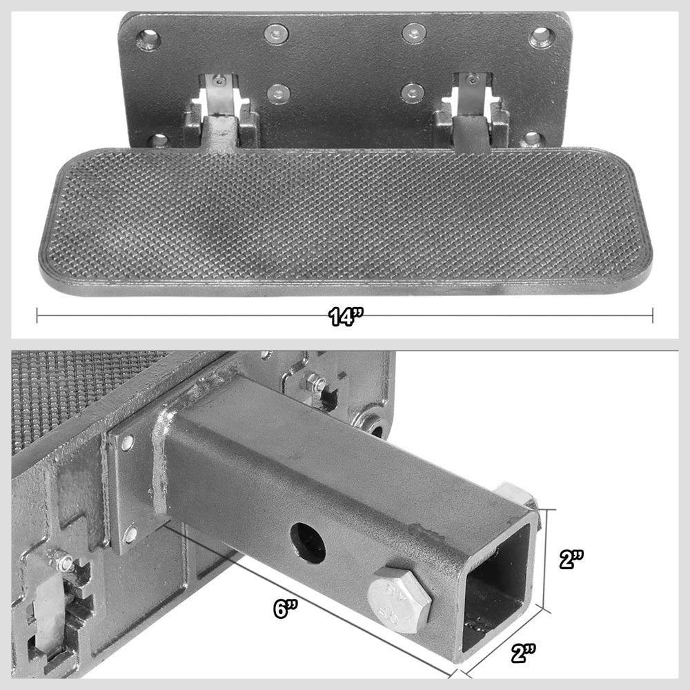 14"Long/5" Wide Folding Step Heavy Duty Hitch Step Bar Silver For 2" Receiver-Exterior-BuildFastCar