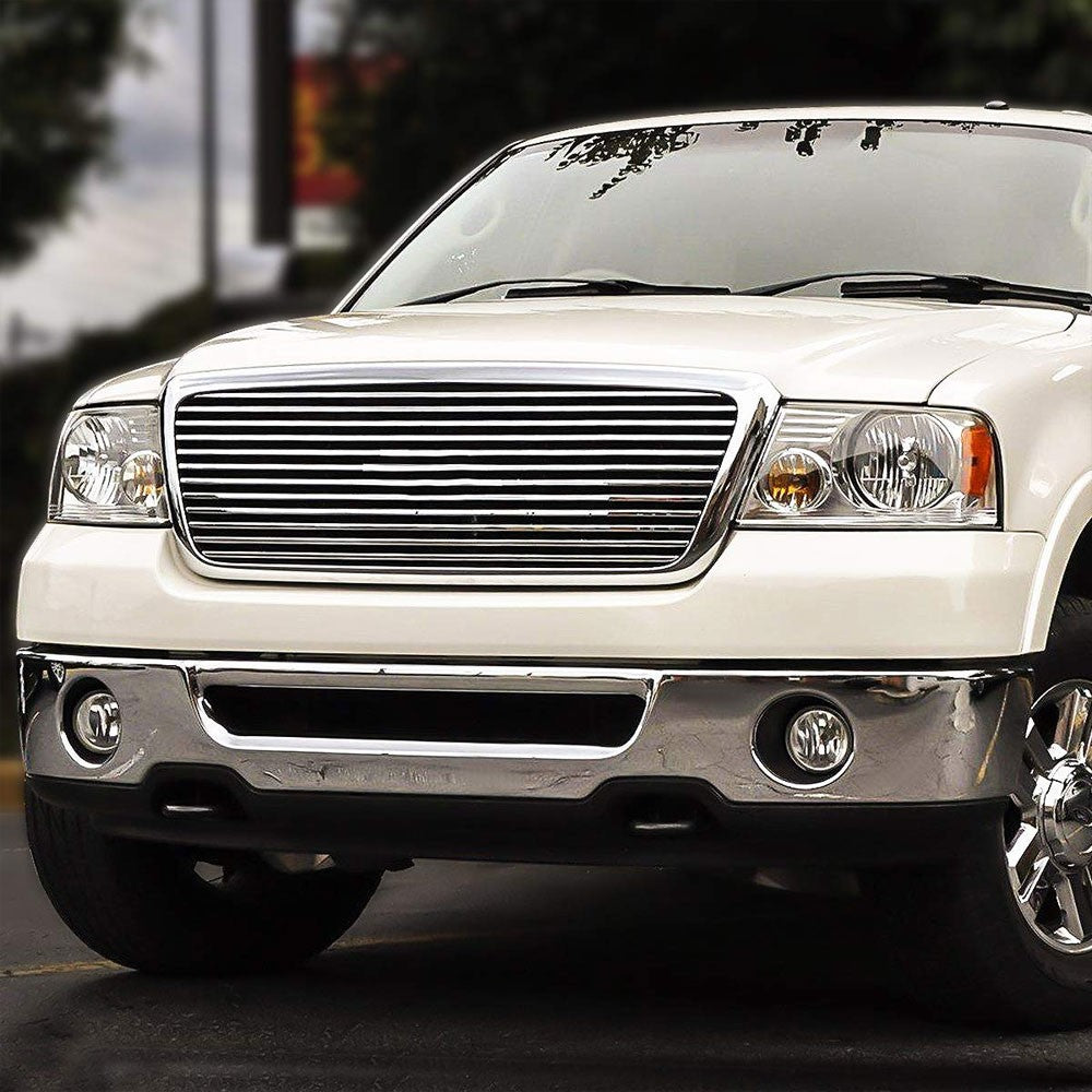 Chrome Steel OE w/Foglight Cutouts Front Bumper For 06-08 F-150/07-08 Mark LT-Body Hardware/Replacement-BuildFastCar