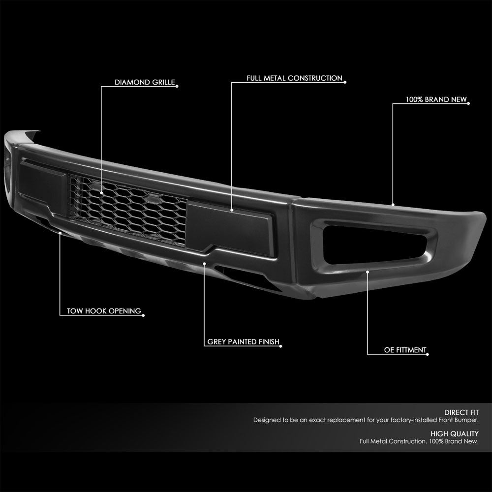 Raptor Style Steel Powdercoated Grey Front Lower Bumper Bar For 15-18 Ford F-150