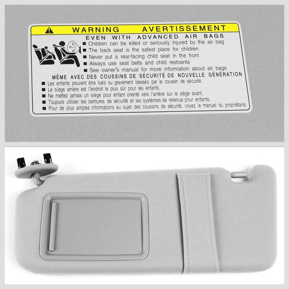 Grey Vinyl/Glass OE Factory Driver Sun Visor For 07-11 Toyota Camry 2.5L/3.5L-Consoles & Parts-BuildFastCar