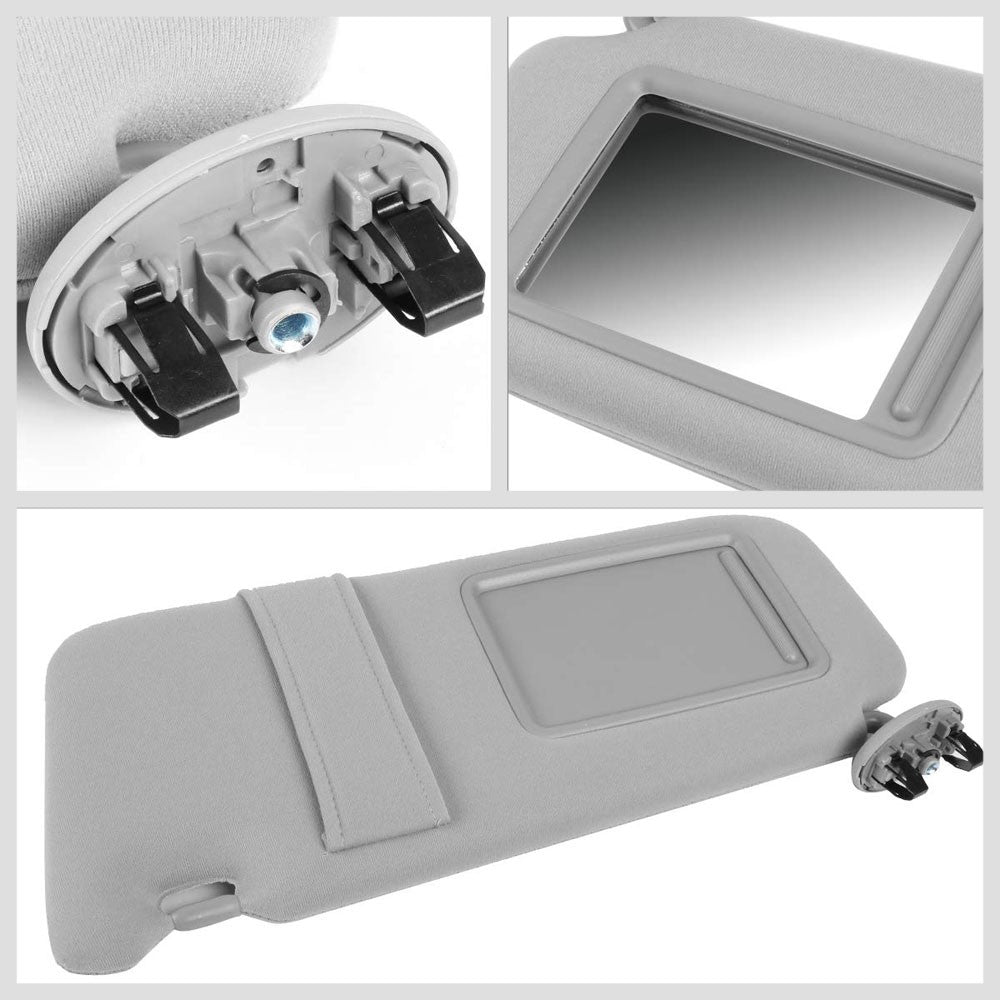 Grey Vinyl/Glass OE Factory Driver Sun Visor For 07-11 Toyota Camry 2.5L/3.5L-Consoles & Parts-BuildFastCar