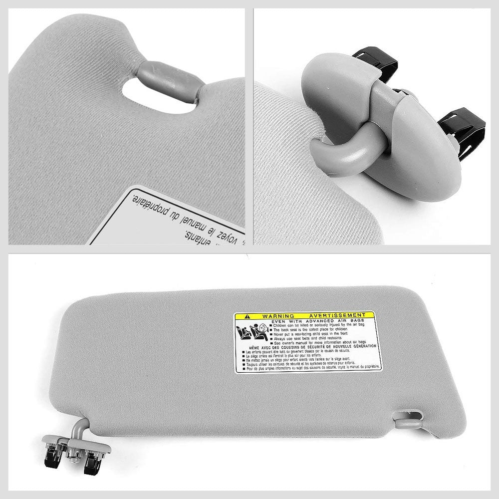 Grey Vinyl/Glass OE Factory Driver Sun Visor For 07-11 Toyota Camry 2.5L/3.5L-Consoles & Parts-BuildFastCar