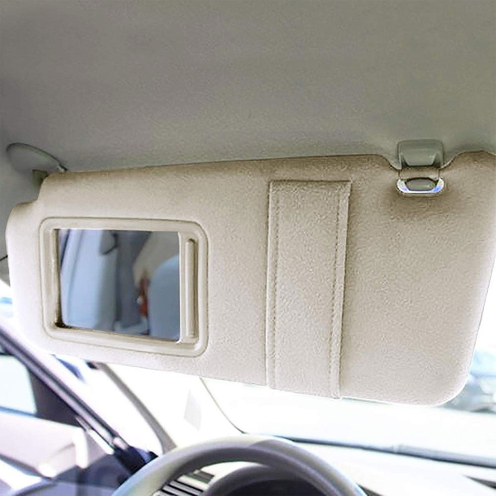 Beige Vinyl/Glass OE Factory Driver Sun Visor For 07-11 Toyota Camry 2.5L/3.5L-Consoles & Parts-BuildFastCar