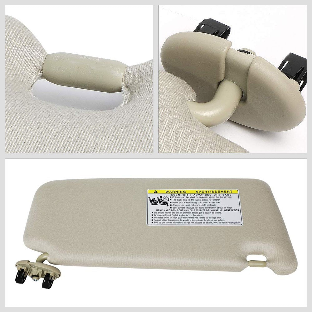 Beige Vinyl/Glass OE Factory Driver Sun Visor For 07-11 Toyota Camry 2.5L/3.5L-Consoles & Parts-BuildFastCar