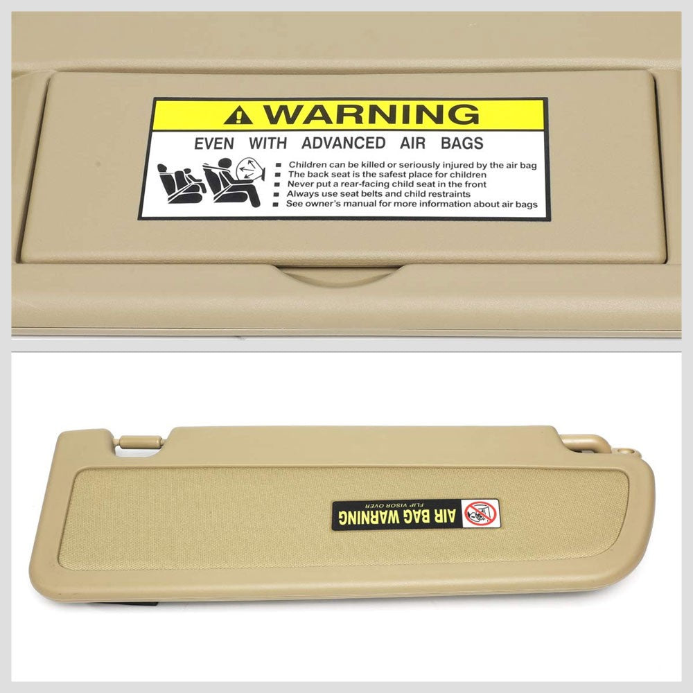 Beige Vinyl OE Factory Driver Sun Visor For 2006-2011 Honda Civic 1.3L/1.8L/2.0L-Consoles & Parts-BuildFastCar