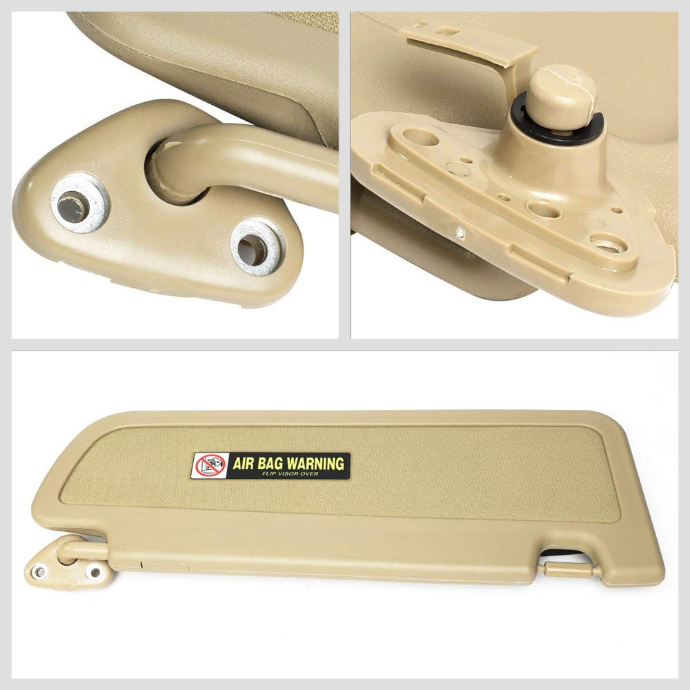 Beige Vinyl OE Factory Driver Sun Visor For 2006-2011 Honda Civic 1.3L/1.8L/2.0L-Consoles & Parts-BuildFastCar