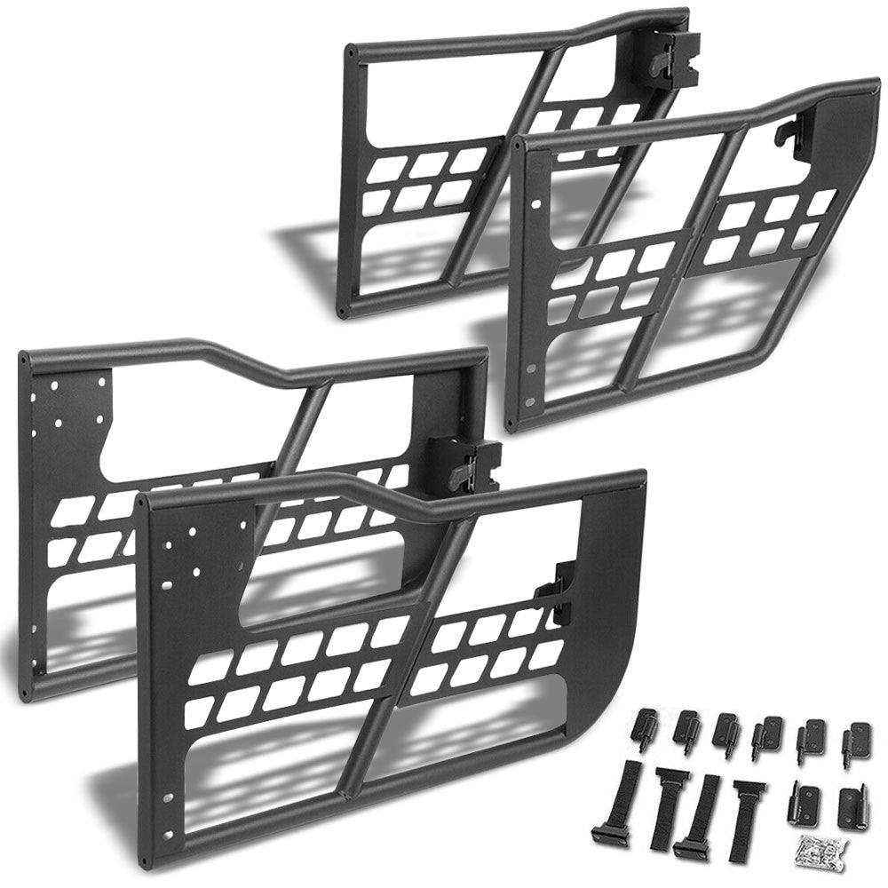 4PCS Textured Steel Tubular Safari Offroad Trail Door For 07-18 Jeep Wrangler JK