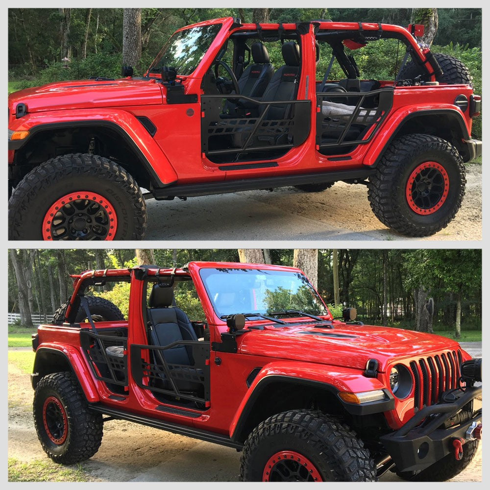4PCS Textured Steel Tubular Safari Offroad Trail Door For 07-18 Jeep Wrangler JK