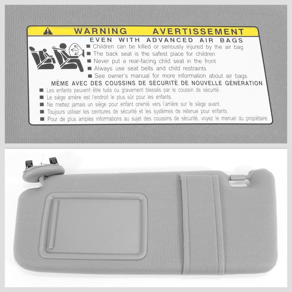 OE Style Left (Driver Side) Grey Sun Visor w/Vanity Light For 07-11 Toyota Camry