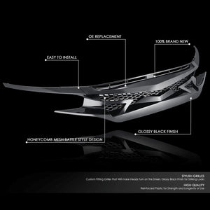 Glossy Black Honeycomb Mesh Front Bumper Grille Civic Si Type-R FC FK BFC-FGR-1-0183-NL