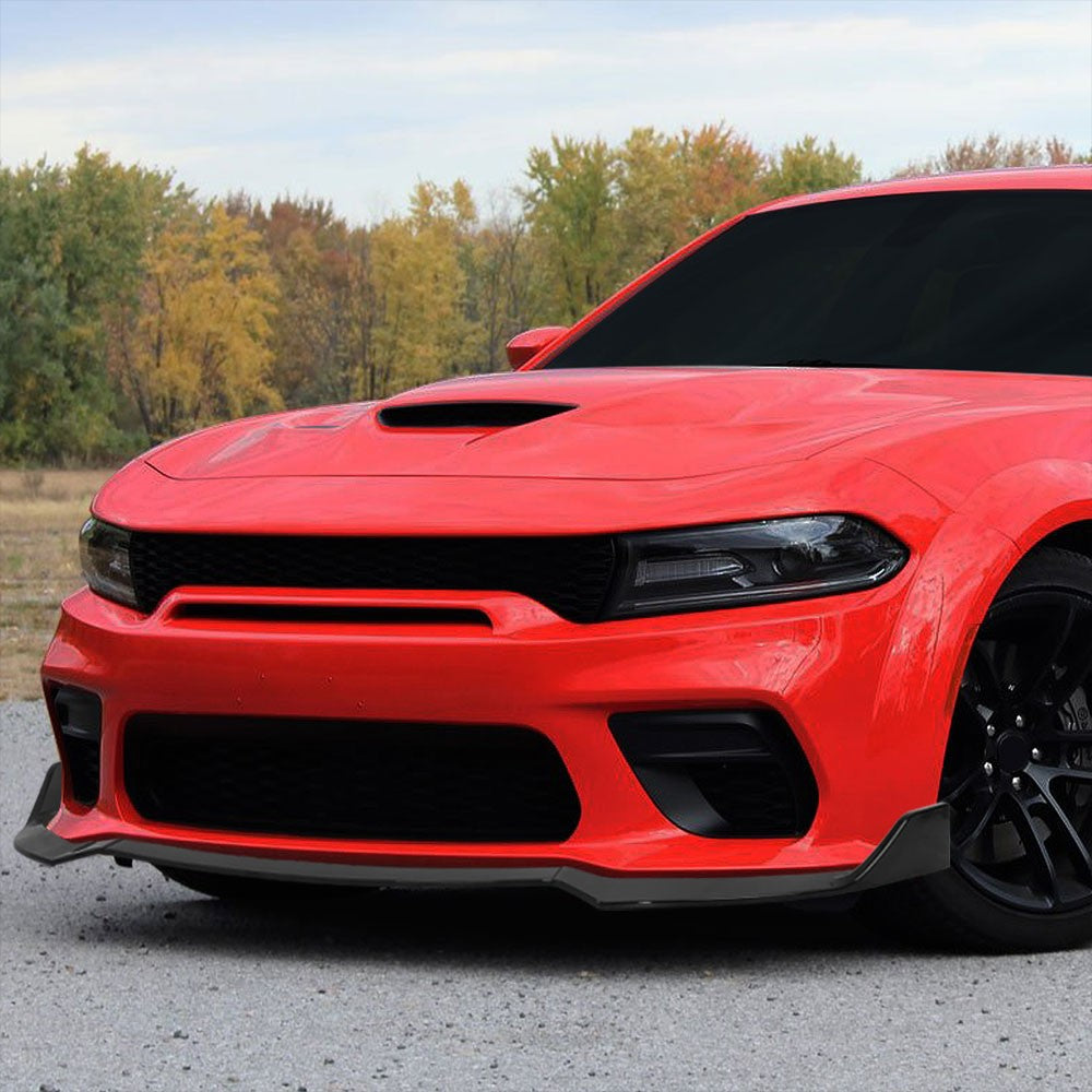 [Painted Gloss Black] 3PC Front Bumper Lip Guard For 15-20 Dodge Charger SRT LD
